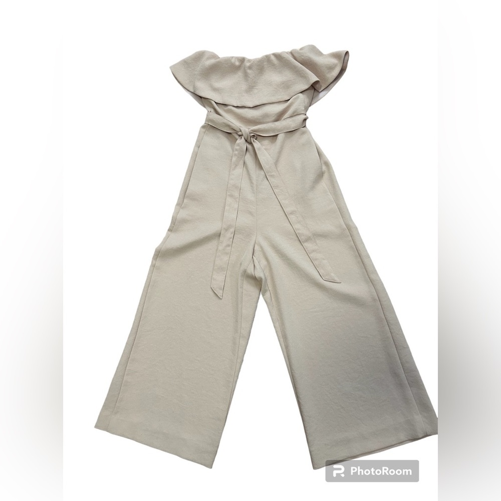 ARITZIA Babaton Blush Pink Strapless Neck Ruffle Detail Flutter Jumpsuit Size 00 - Picture 9 of 13
